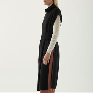 COS black wool mix roll neck sleeveless tunic knit sweater